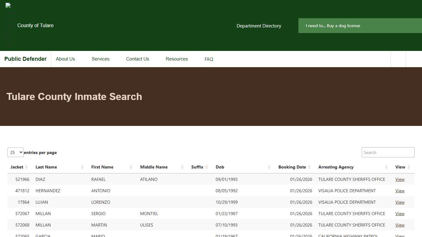 Tulare County Inmate Search Public Defender